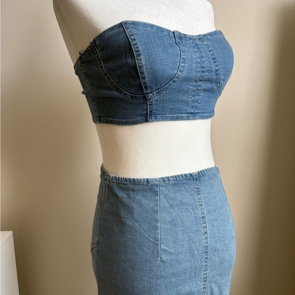 Fashion Nove Denim Blue Bustier and Skirt Set - Picture 2 of 6